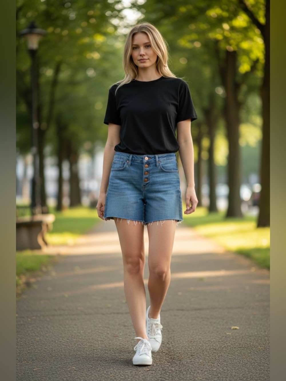 Madewell Medium Blue Button-Fly Cutoff Denim Shorts